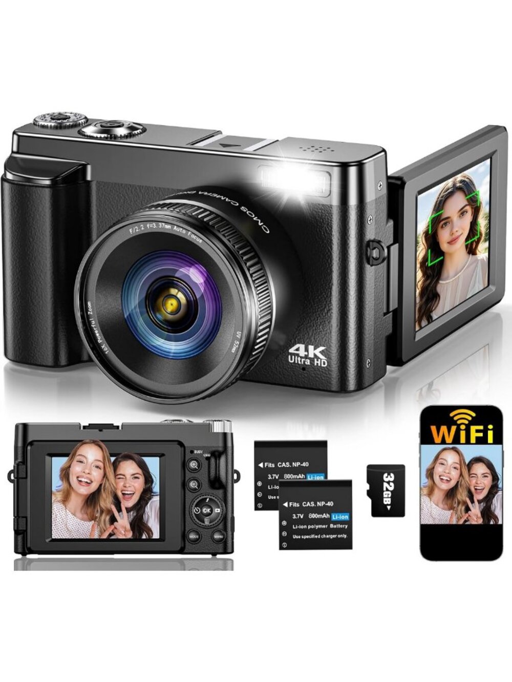 64MP 4K Digital Camera with Autofocus & WiFi - Perfect for Photography